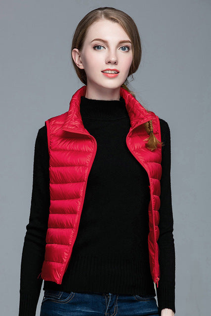 Dame Veste Med Quiltet Design | Høj Krave