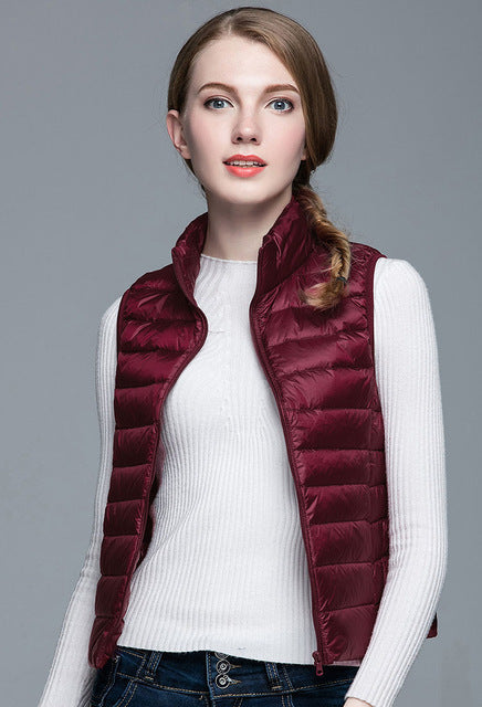 Dame Veste Med Quiltet Design | Høj Krave