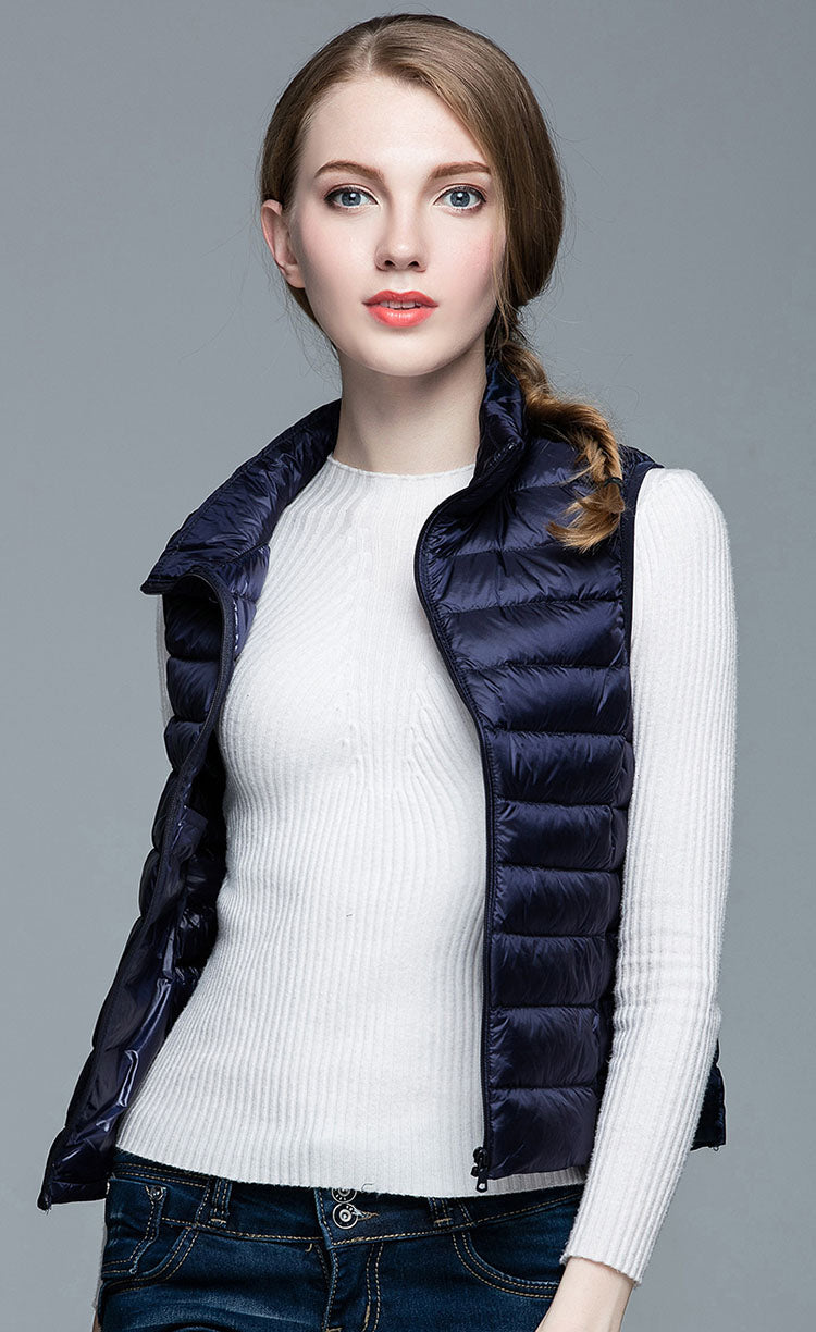 Dame Veste Med Quiltet Design | Høj Krave