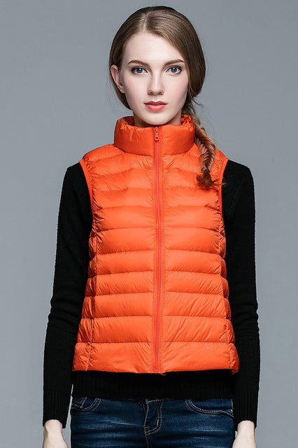 Dame Veste Med Quiltet Design | Høj Krave