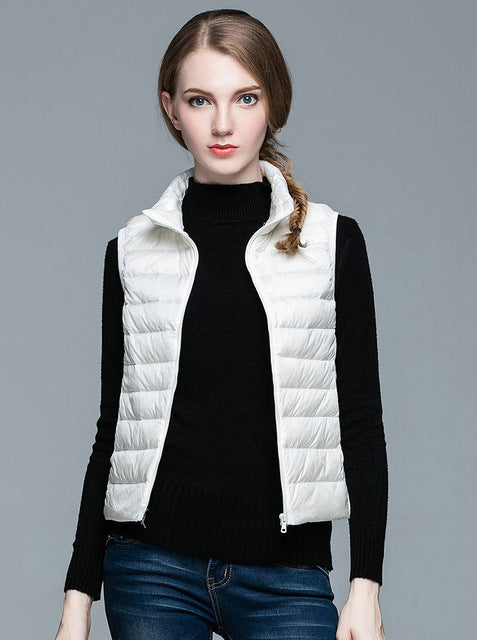 Dame Veste Med Quiltet Design | Høj Krave