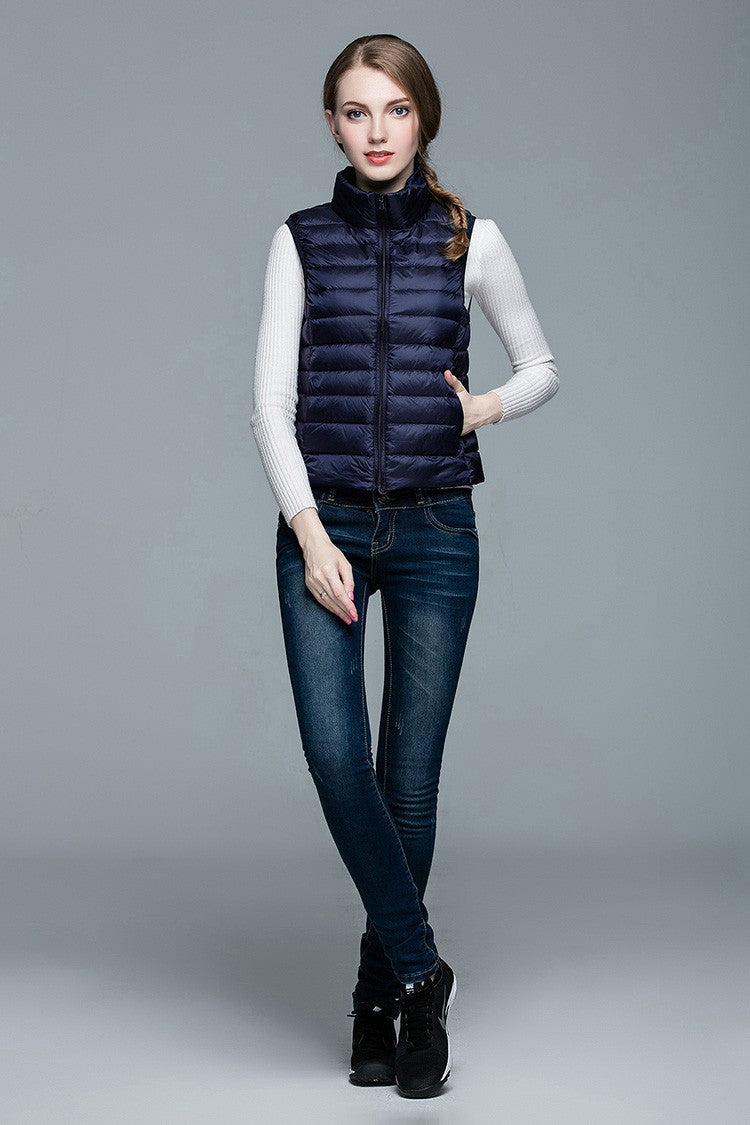 Dame Veste Med Quiltet Design | Høj Krave