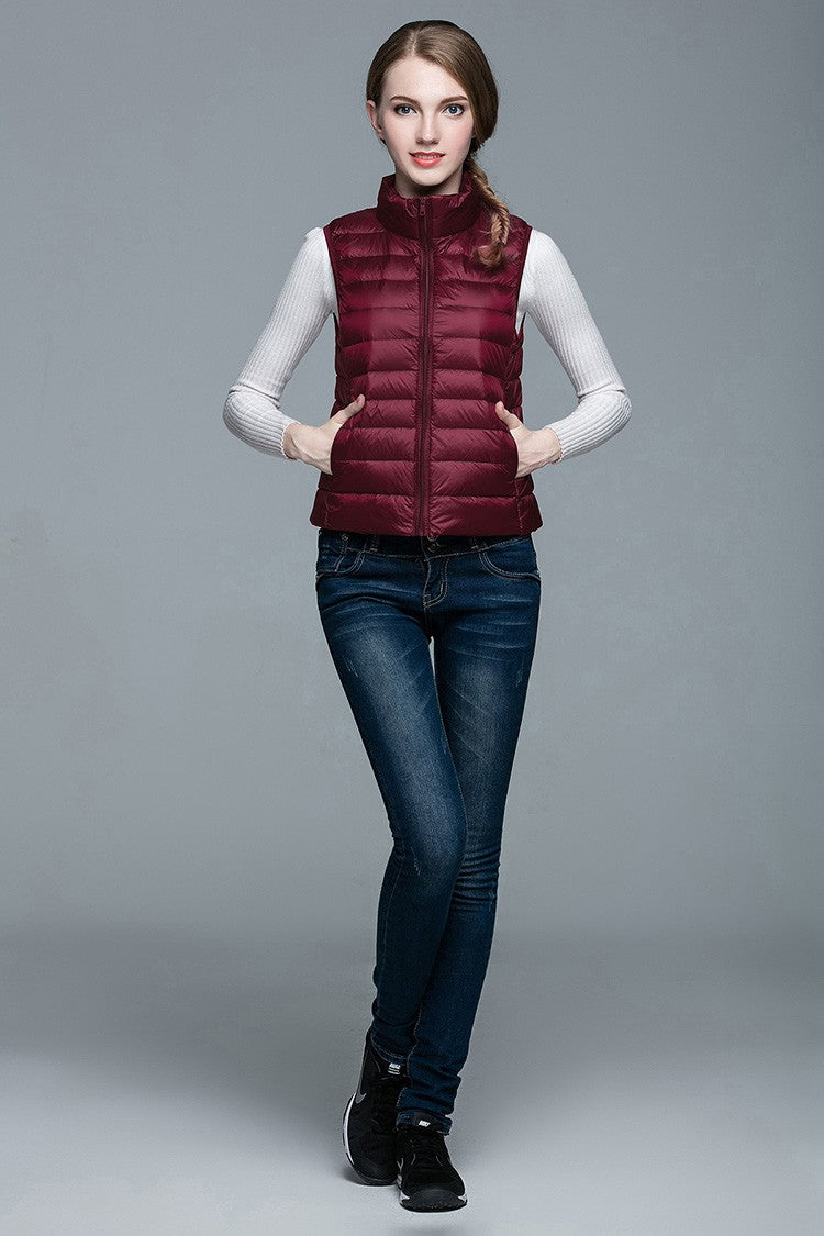 Dame Veste Med Quiltet Design | Høj Krave