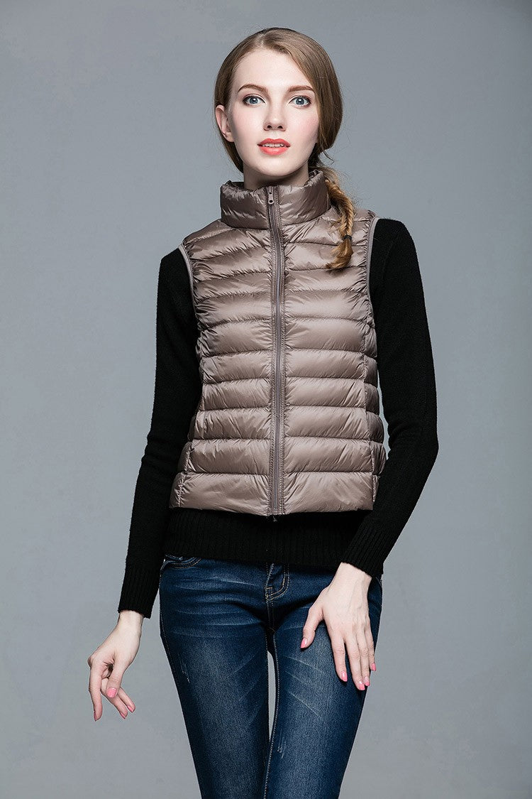 Dame Veste Med Quiltet Design | Høj Krave