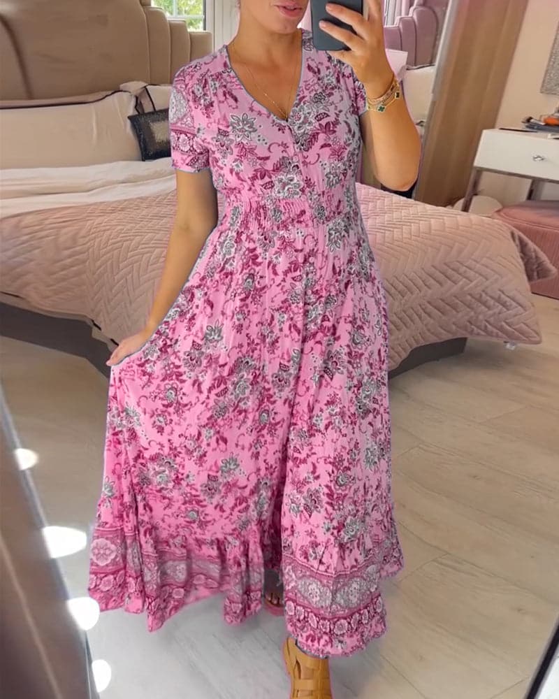 Elina | Dame Sommerlig Elegant Maxikjole