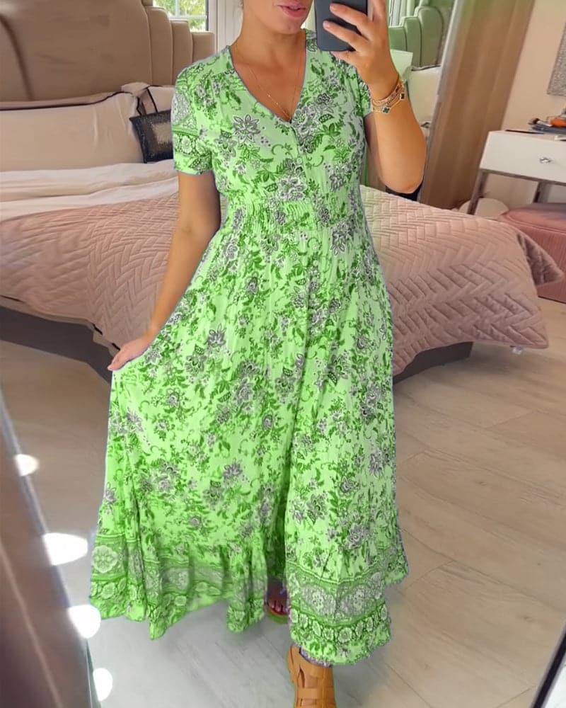 Elina | Dame Sommerlig Elegant Maxikjole