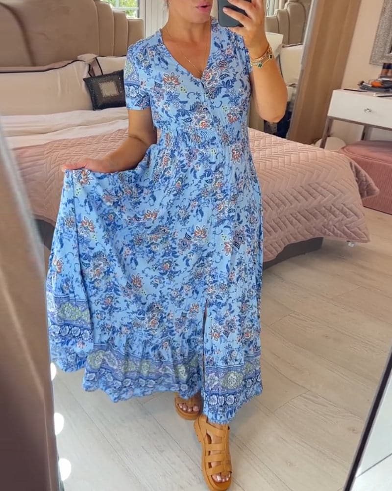 Elina | Dame Sommerlig Elegant Maxikjole