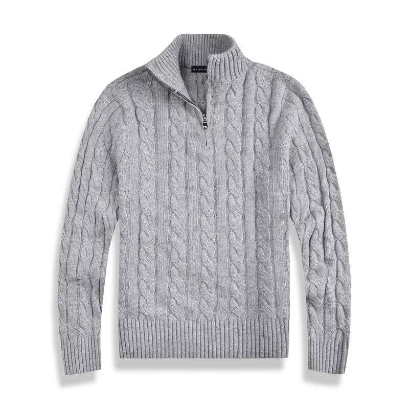 Enzo | Herre Klassisk Kabelstrikket Halvlyn Pullover