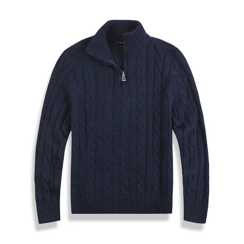 Enzo | Herre Klassisk Kabelstrikket Halvlyn Pullover