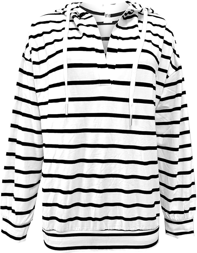 Forårs Dame Hoodie Med Striber Og Snøre | Stretch