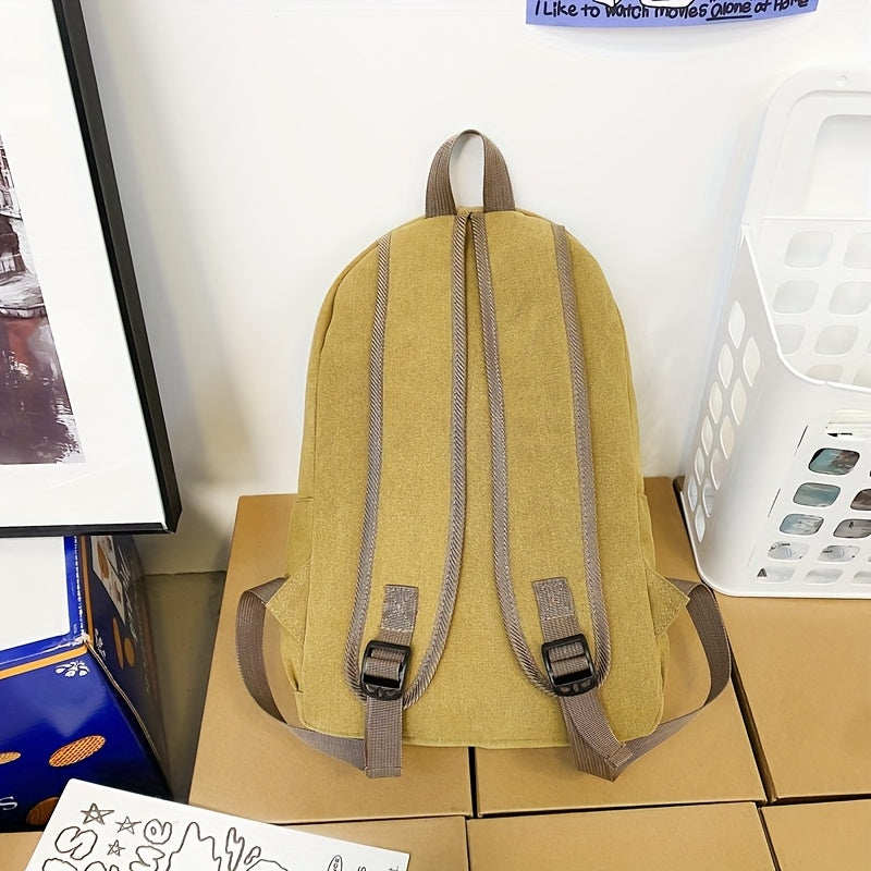 Herre Canvas Skoletaske Med Forlomme & Lynlås
