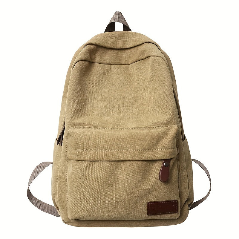 Herre Canvas Skoletaske Med Forlomme & Lynlås