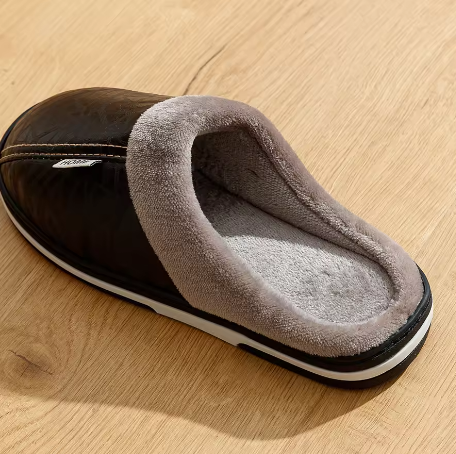 Herre Hjemmesko Med Læderlook & Foret Kant