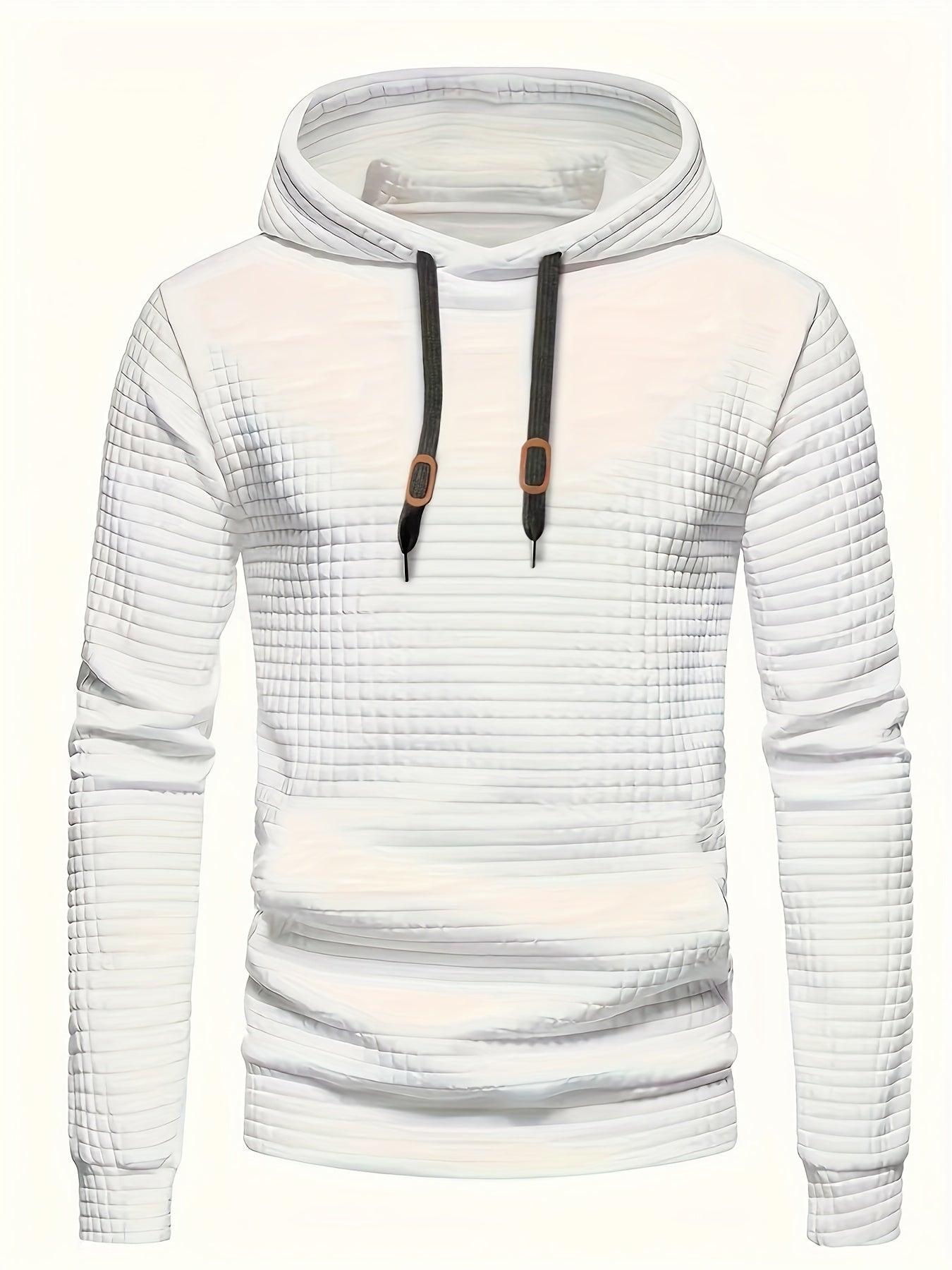 Herre Hoodie Med Strukturmønster & Albuelapper