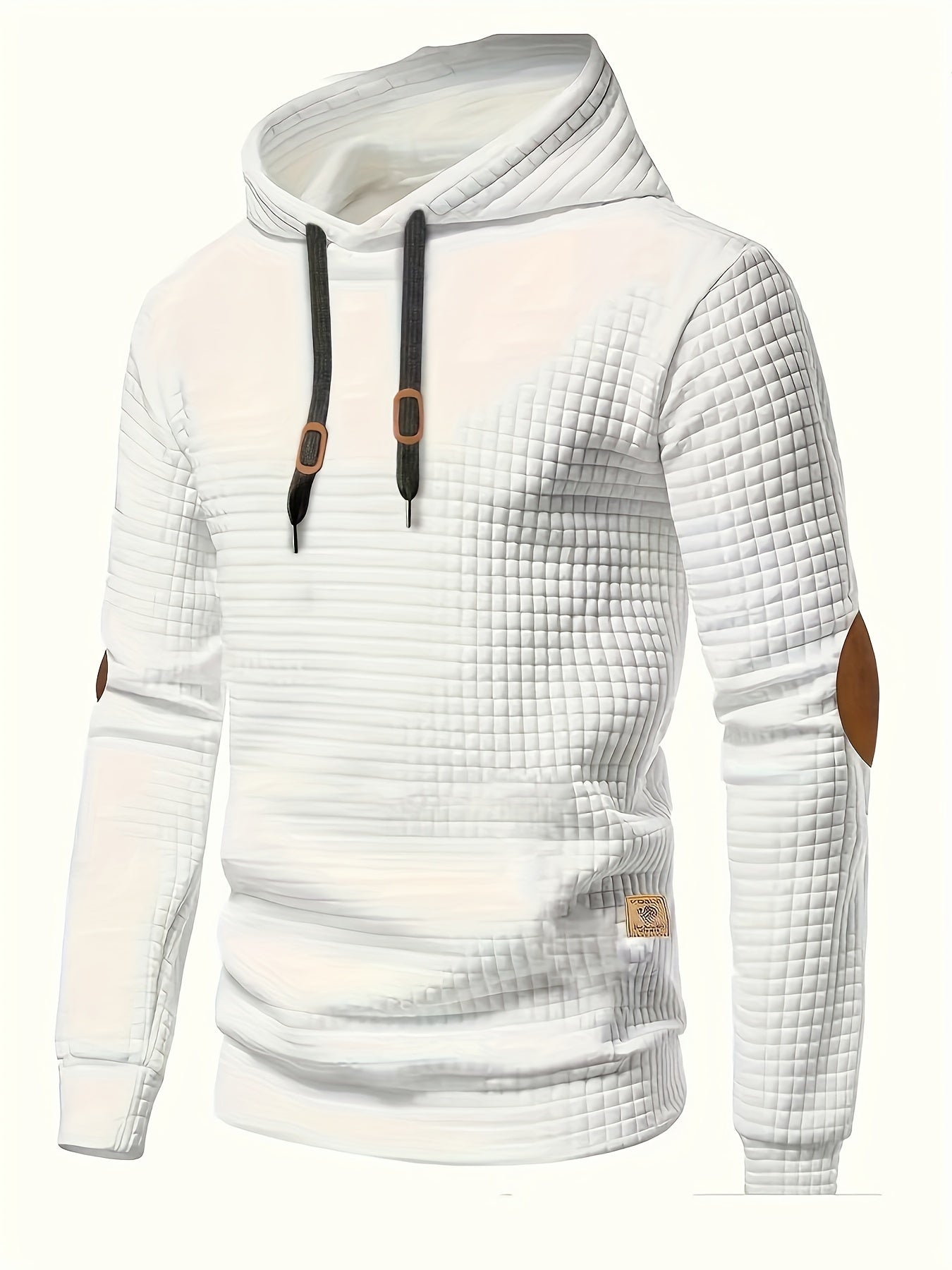 Herre Hoodie Med Strukturmønster & Albuelapper
