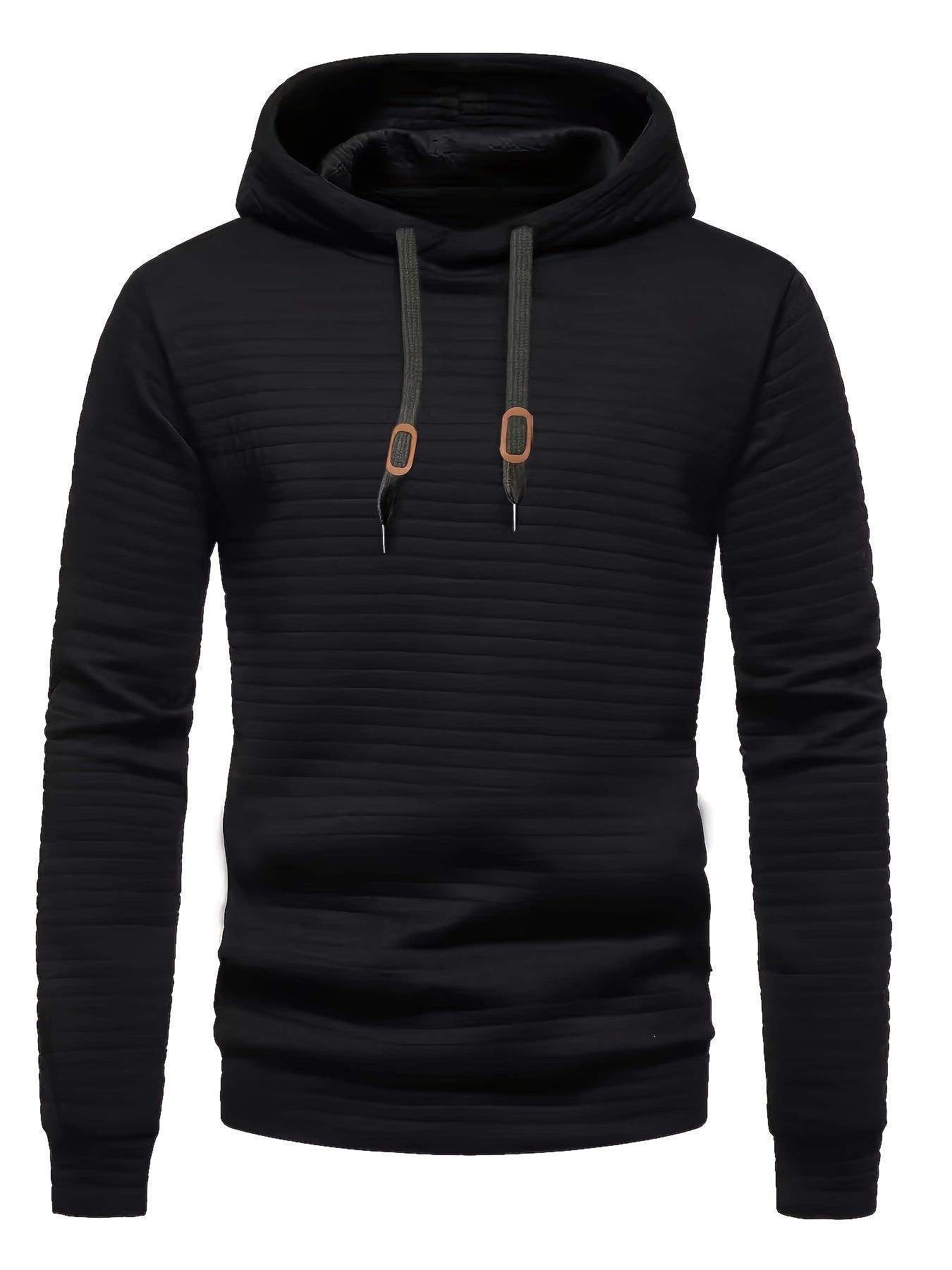 Herre Hoodie Med Strukturmønster & Albuelapper