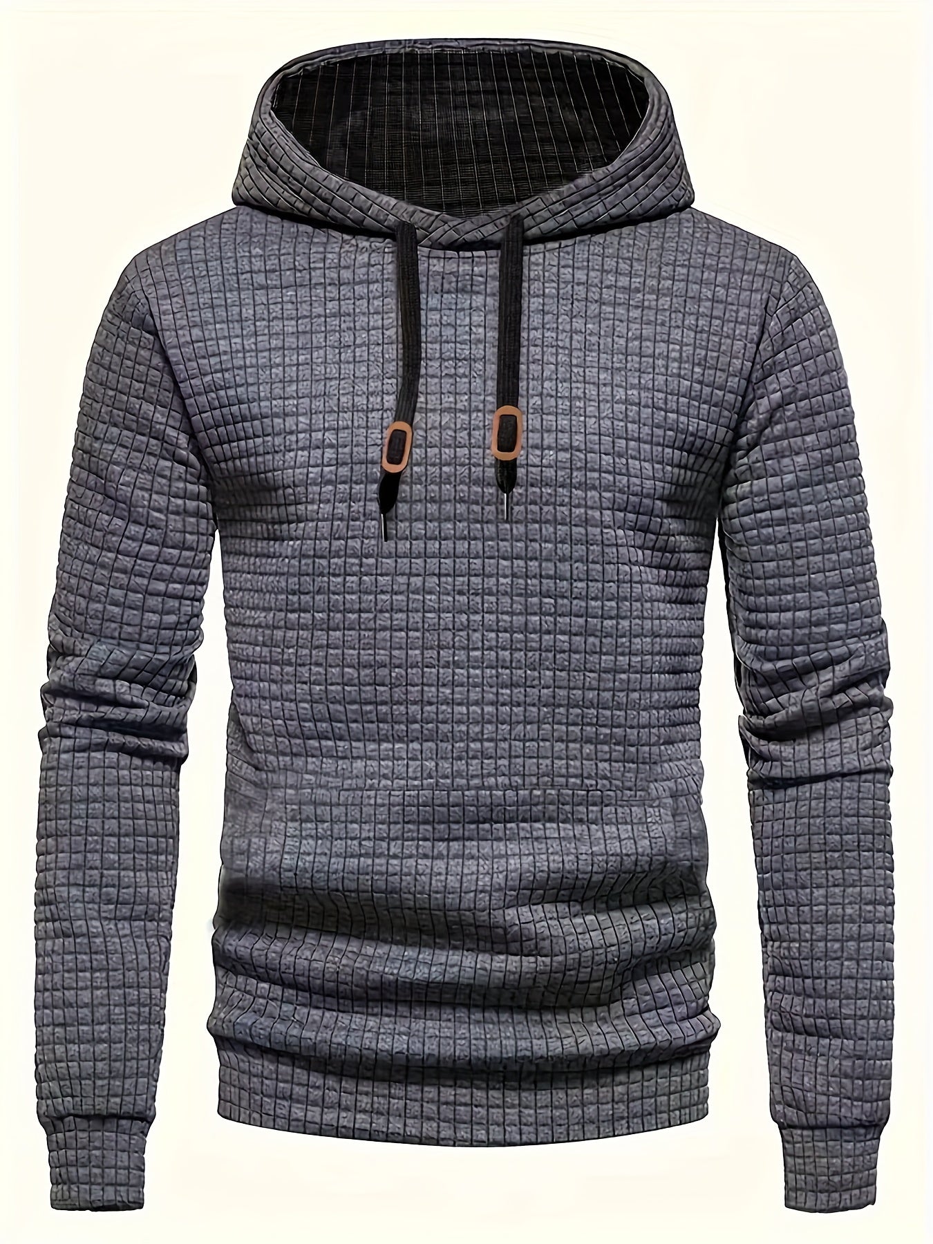 Herre Hoodie Med Strukturmønster & Albuelapper