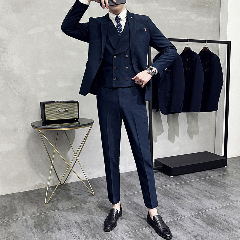 Herre Jakkesæt Slim Fit Med Vest & Knapper