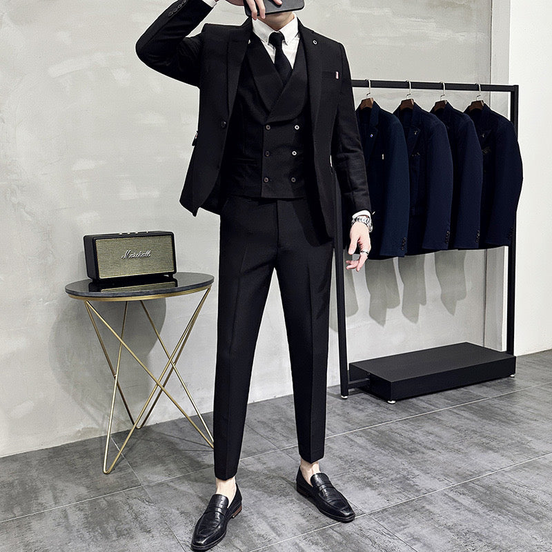 Herre Jakkesæt Slim Fit Med Vest & Knapper