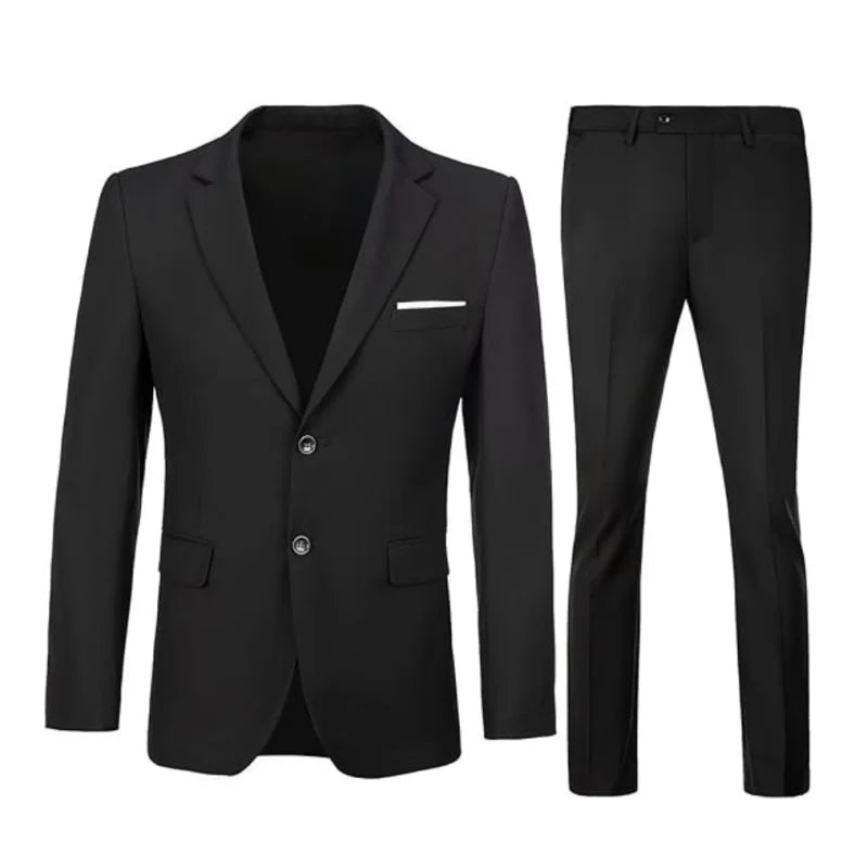 Herre Jakkesæt Slim Fit To-delt Klassisk Sort