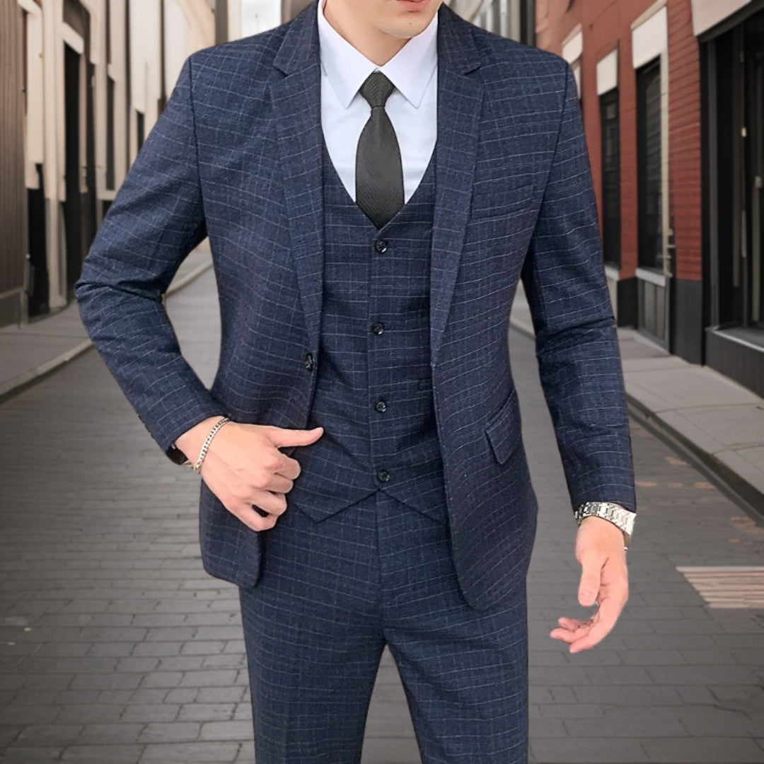 Herre Jakkesæt Ternet Slim Fit Med Vest