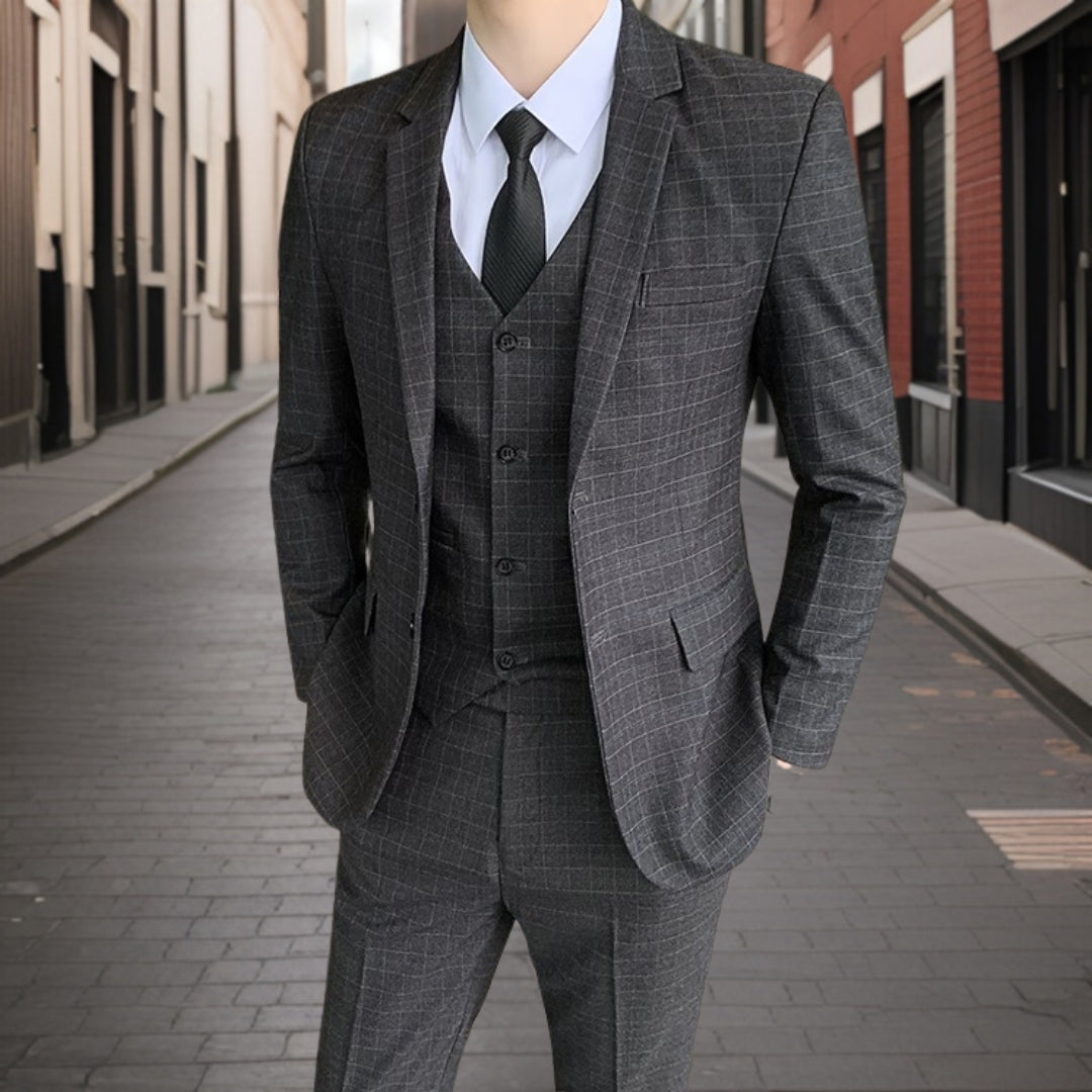 Herre Jakkesæt Ternet Slim Fit Med Vest