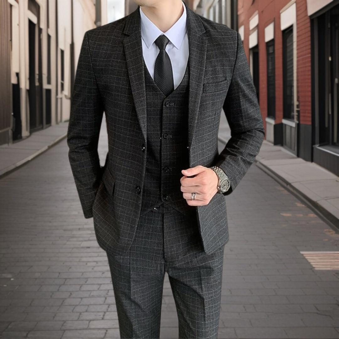 Herre Jakkesæt Ternet Slim Fit Med Vest