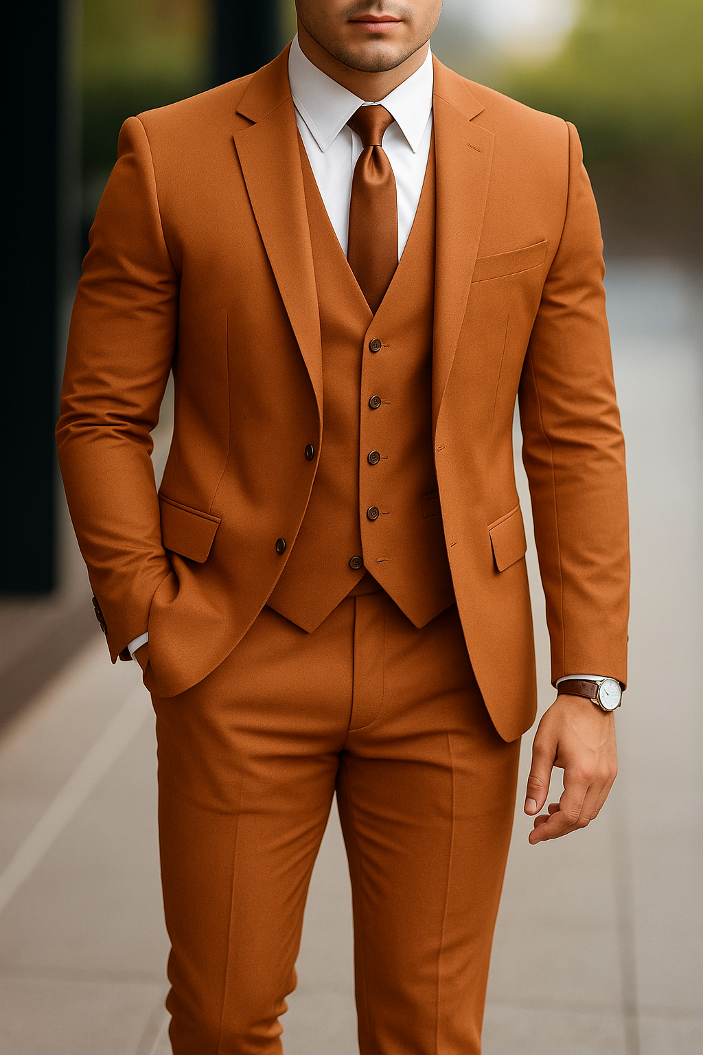 Herre Slim Fit Jakkesæt Med Vest & Bukser