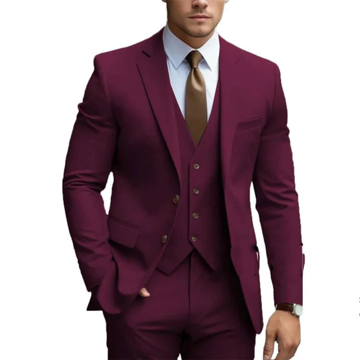 Herre Slim Fit Jakkesæt Med Vest & Bukser