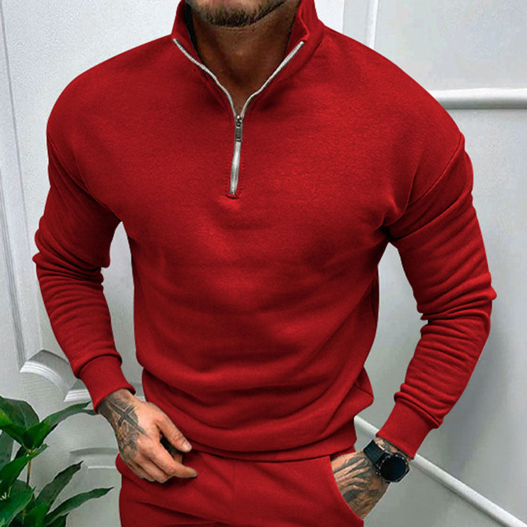 Herre Sweatshirt Med Halv Lynlås | Høj Krave