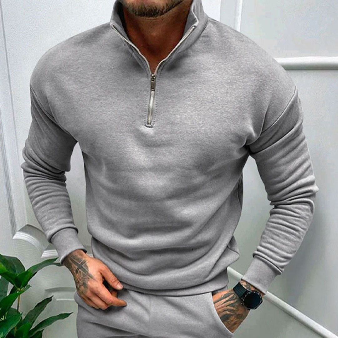 Herre Sweatshirt Med Halv Lynlås | Høj Krave