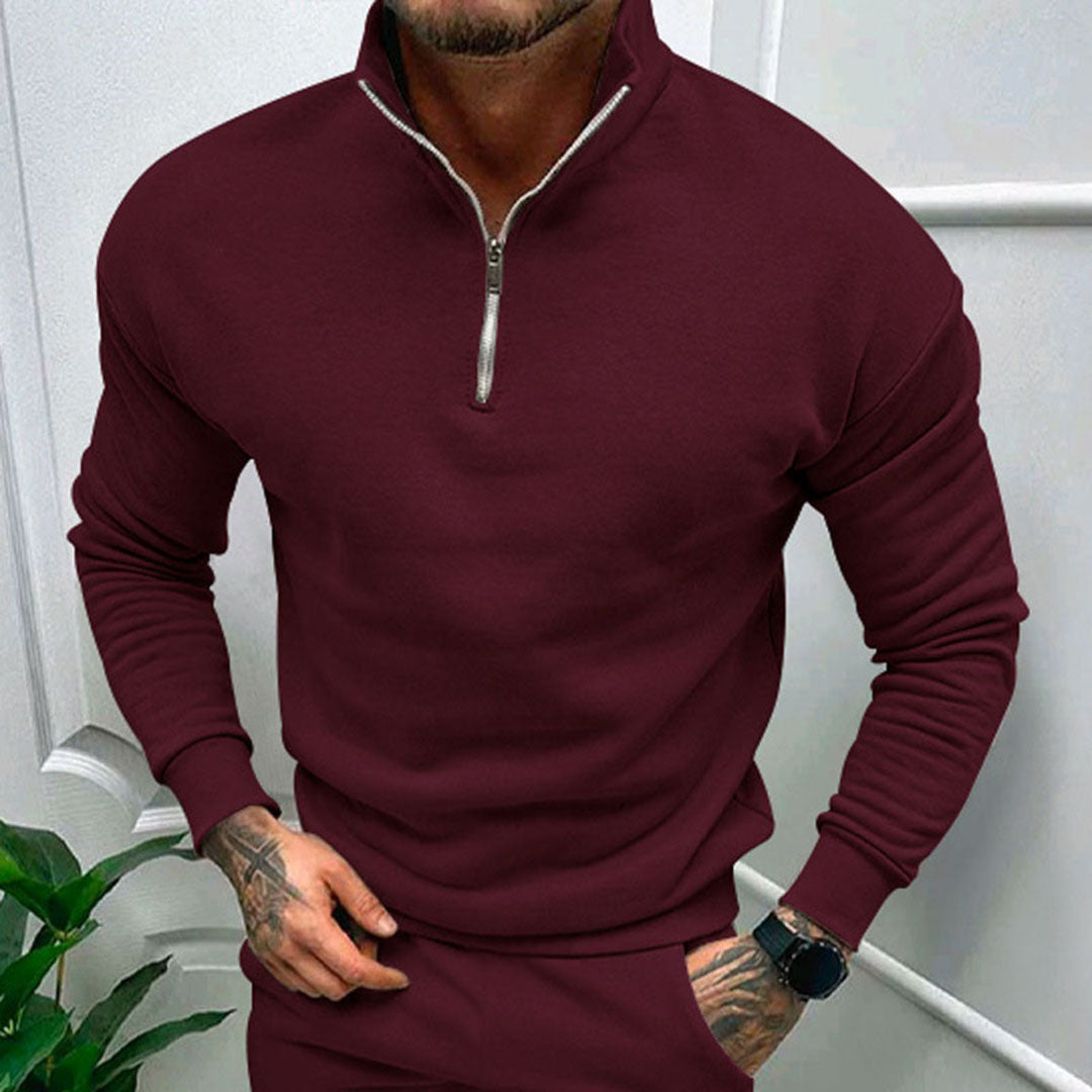Herre Sweatshirt Med Halv Lynlås | Høj Krave