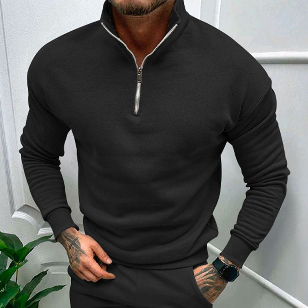 Herre Sweatshirt Med Halv Lynlås | Høj Krave