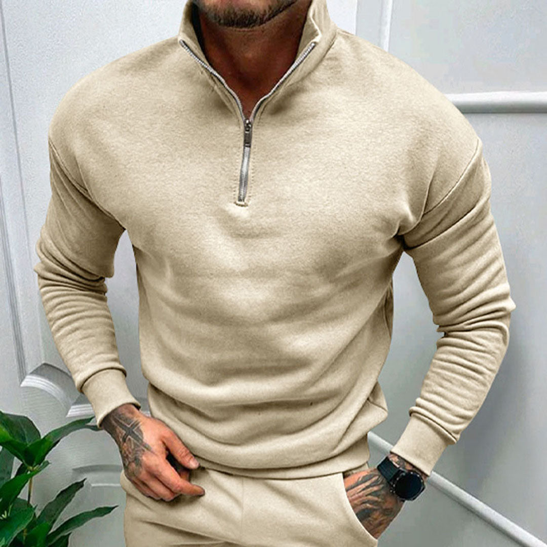Herre Sweatshirt Med Halv Lynlås | Høj Krave