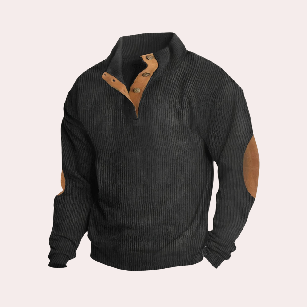 Herre Sweatshirt Med Knaplukning | Rib
