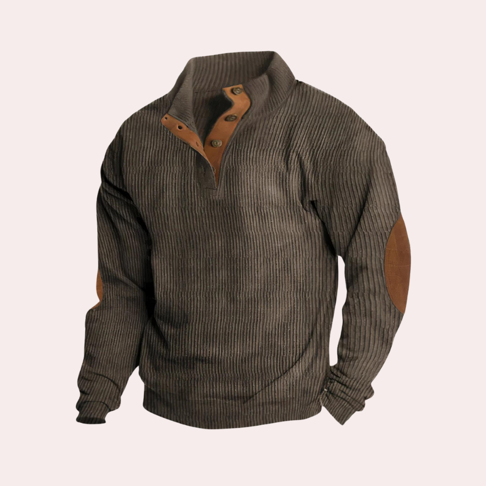 Herre Sweatshirt Med Knaplukning | Rib