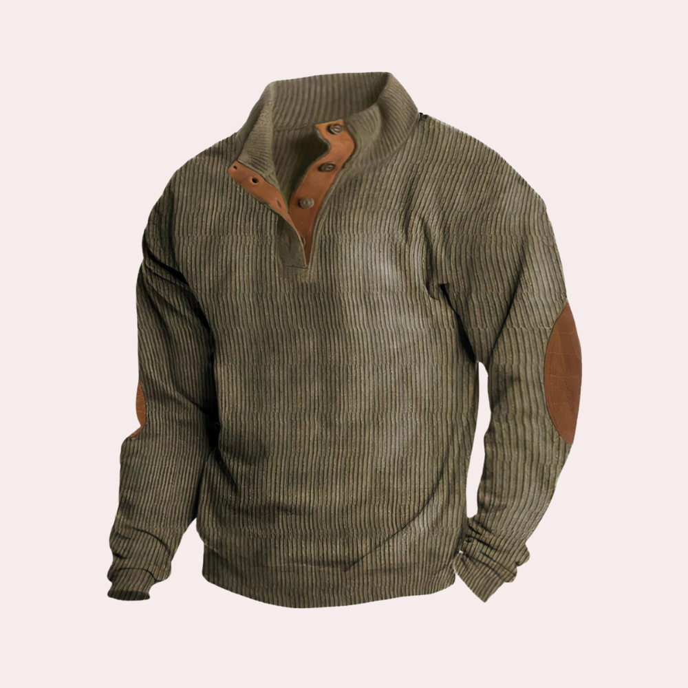 Herre Sweatshirt Med Knaplukning | Rib