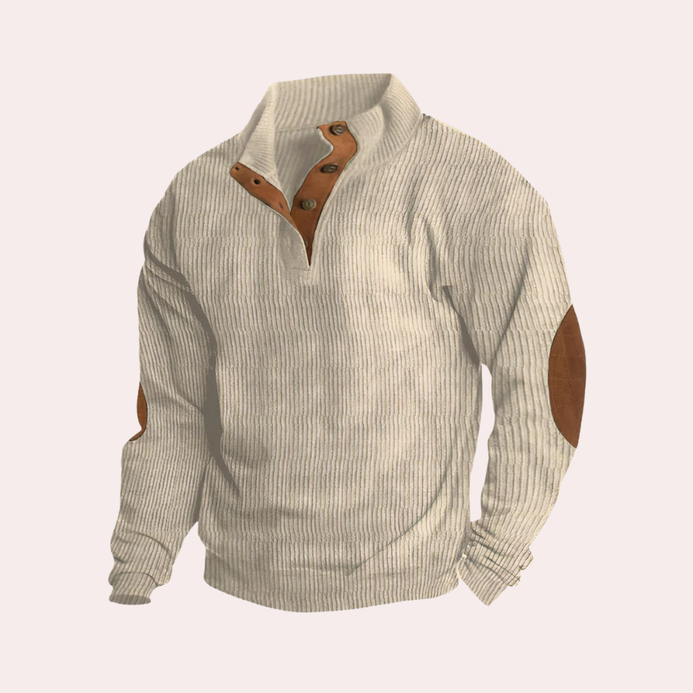 Herre Sweatshirt Med Knaplukning | Rib
