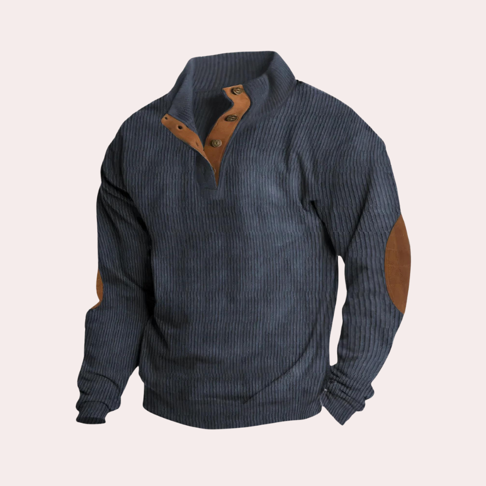 Herre Sweatshirt Med Knaplukning | Rib