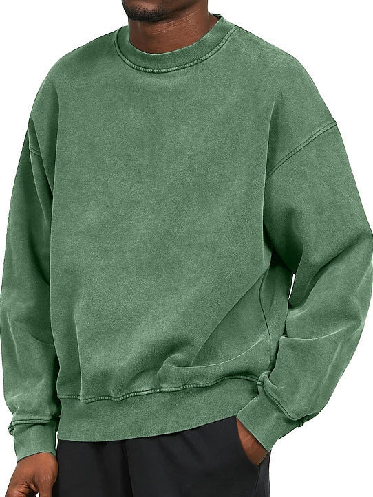 Herre Sweatshirt Med Ribkanter | Vasket