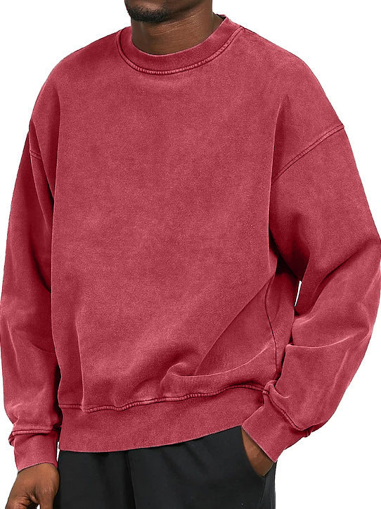 Herre Sweatshirt Med Ribkanter | Vasket