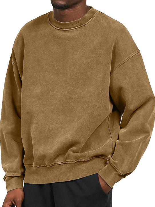 Herre Sweatshirt Med Ribkanter | Vasket