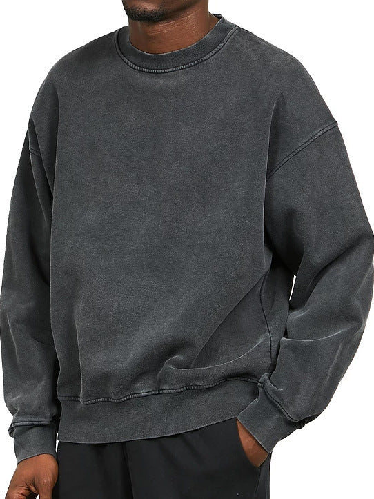 Herre Sweatshirt Med Ribkanter | Vasket