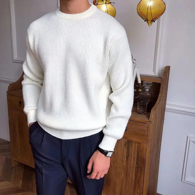 Herre Sweatshirt Med Ribstruktur | Klassisk