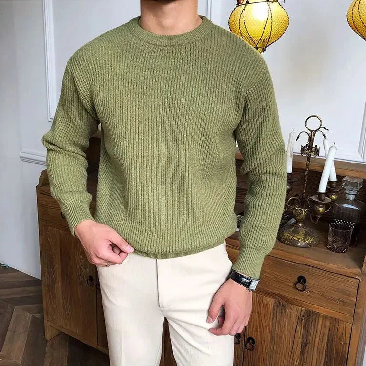 Herre Sweatshirt Med Ribstruktur | Klassisk