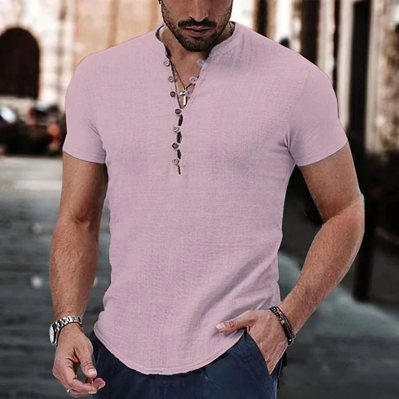 Herre T-Shirts Med Dekorative Knapper | Kortarm