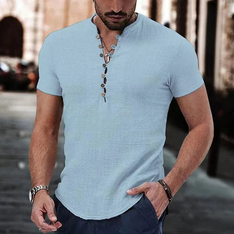Herre T-Shirts Med Dekorative Knapper | Kortarm