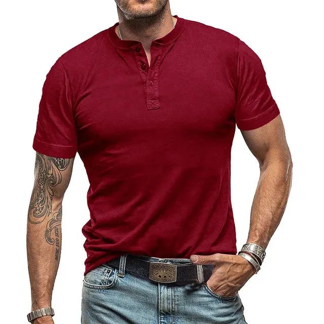 Herre T-Shirts Med Henley Udskæring | Kortarm