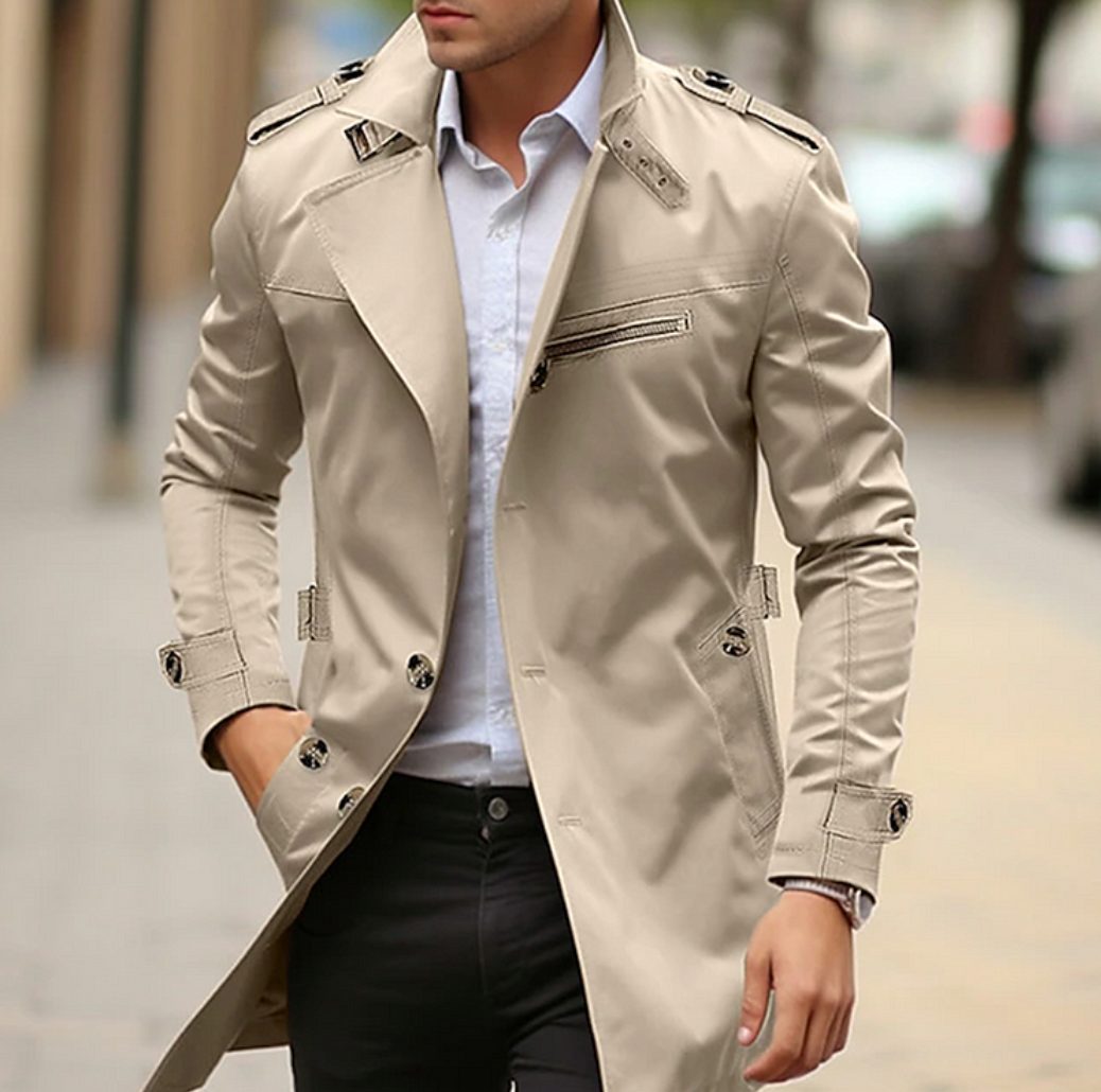 Herre Trenchcoats Med Skulderstropper | Lang