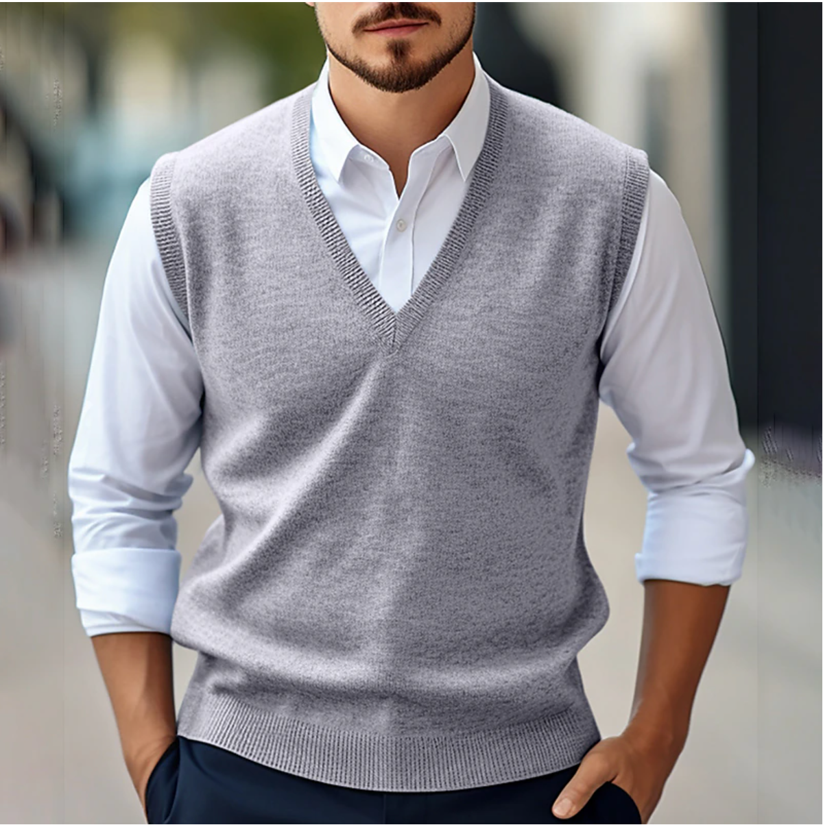 Herre Veste Med V-Hals | Klassisk Design